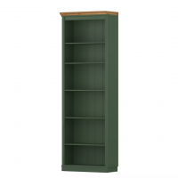Estante alta com 2,20m para biblioteca na cor verde com cera natural / coleção biblioteca